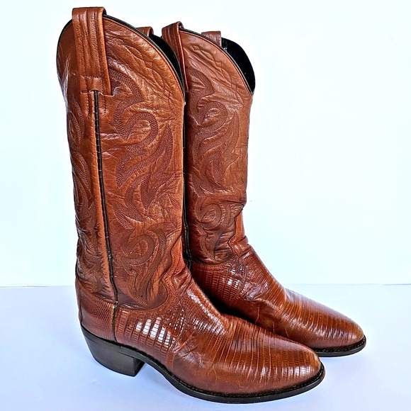 Dan Post Other - Vintage Dan Post‎ Men's TEJU Lizard Cowboy Boots Brown Size 7.5 D -  1706